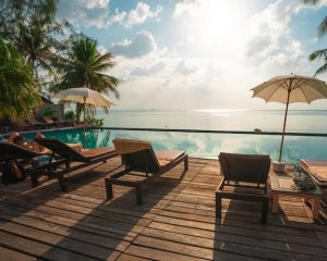 Un camping avec piscine chauffée et spa.
